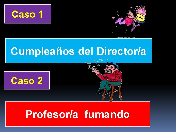 Caso 1 Cumpleaños del Director/a Caso 2 Profesor/a fumando 