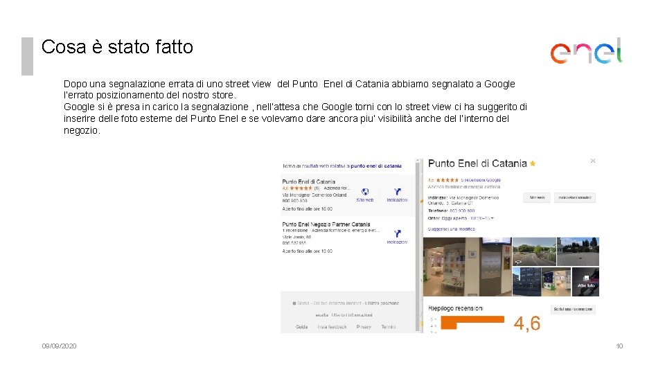 Cosa è stato fatto Dopo una segnalazione errata di uno street view del Punto