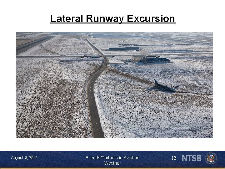 Lateral Runway Excursion August 8, 2012 Friends/Partners in Aviation Weather 12 