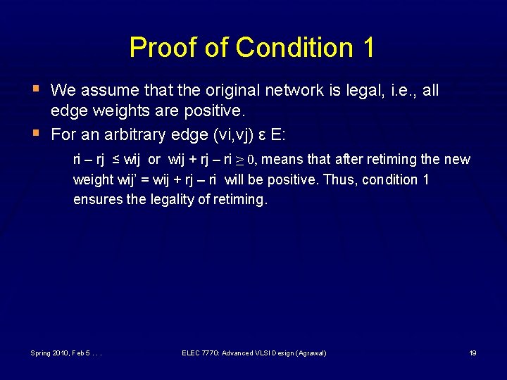 Proof of Condition 1 § We assume that the original network is legal, i.