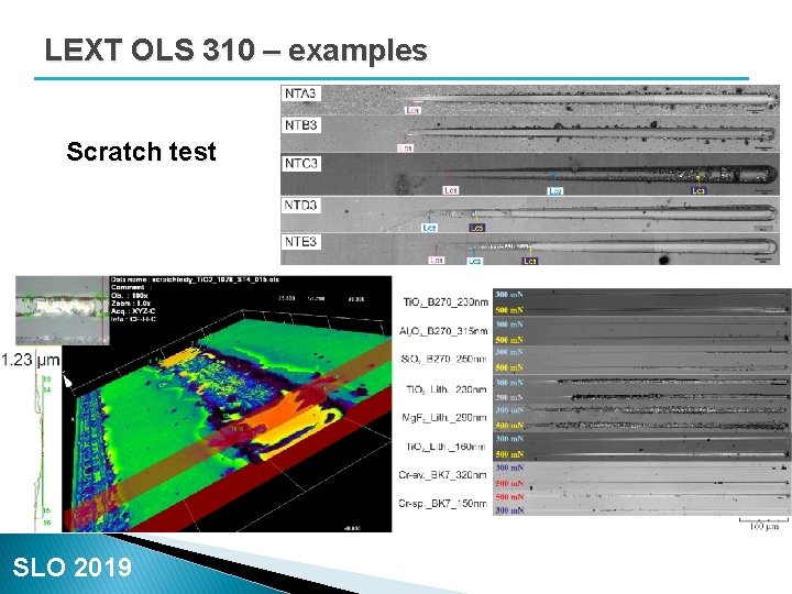 LEXT OLS 310 – examples Scratch test SLO 2019 