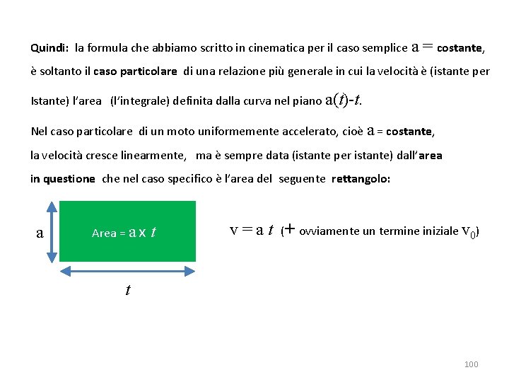 Quindi: la formula che abbiamo scritto in cinematica per il caso semplice a =