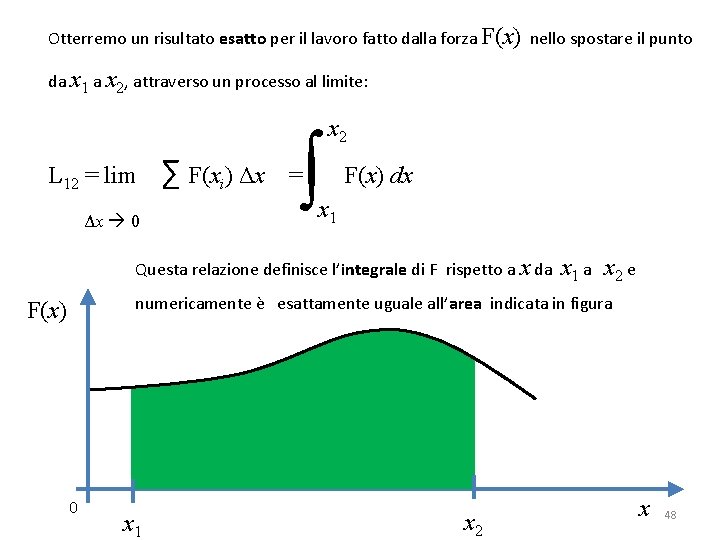 Otterremo un risultato esatto per il lavoro fatto dalla forza F(x) nello spostare il