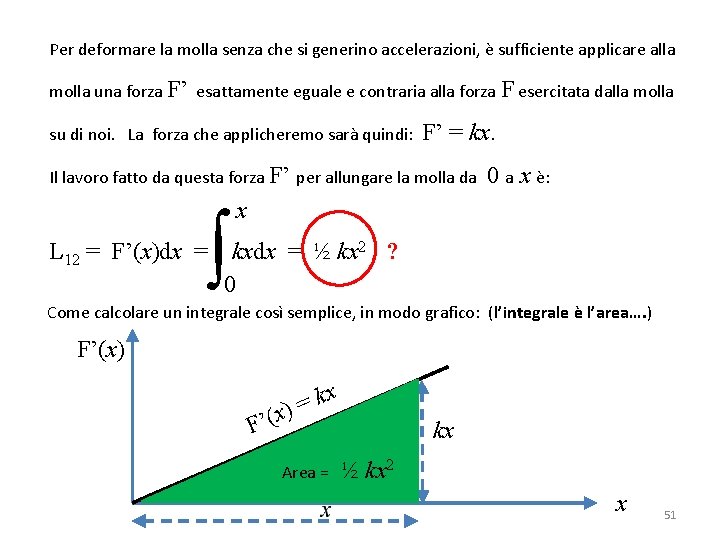 Per deformare la molla senza che si generino accelerazioni, è sufficiente applicare alla molla