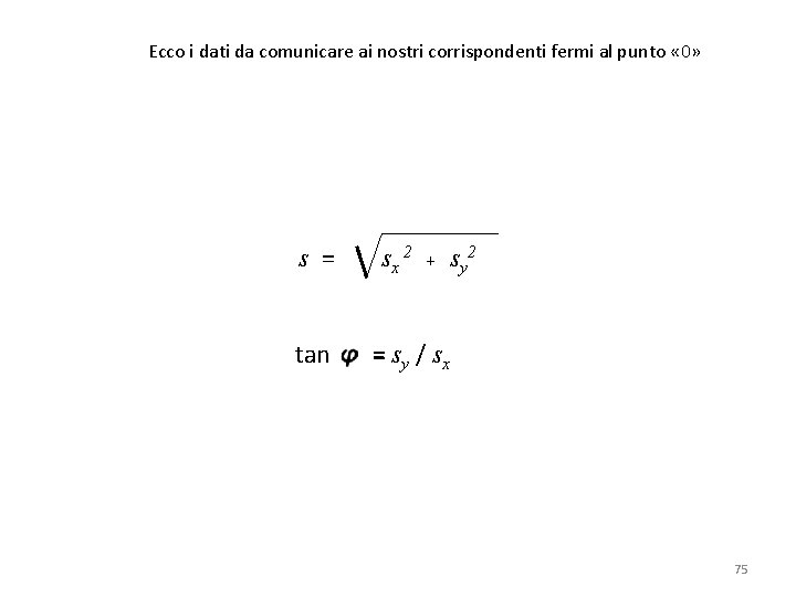 Ecco i dati da comunicare ai nostri corrispondenti fermi al punto « 0» s