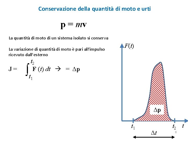 Conservazione della quantità di moto e urti p = mv La quantità di moto