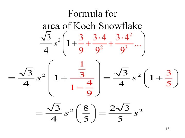 Formula for area of Koch Snowflake 13 