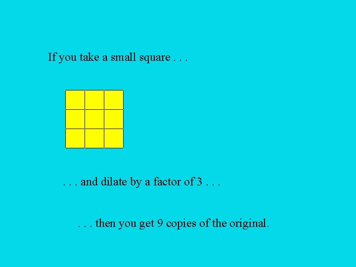 If you take a small square. . . and dilate by a factor of