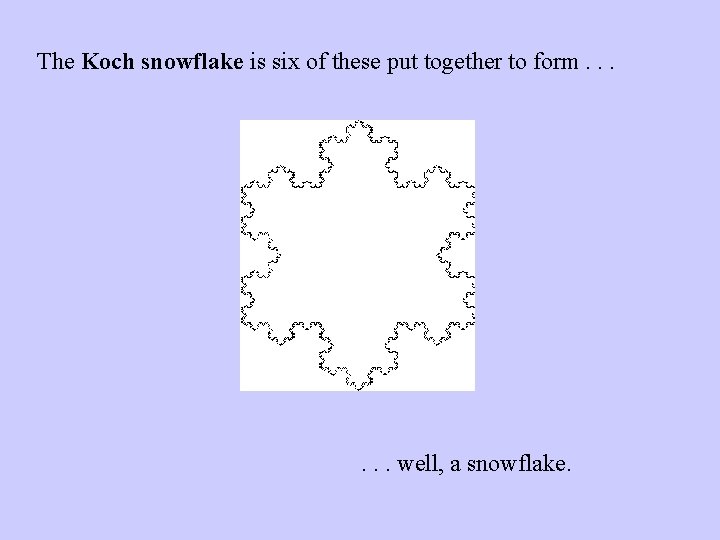 The Koch snowflake is six of these put together to form. . . well,