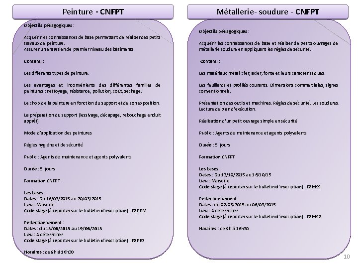 Peinture - CNFPT Objectifs pédagogiques : Acquérir les connaissances de base permettant de réaliser