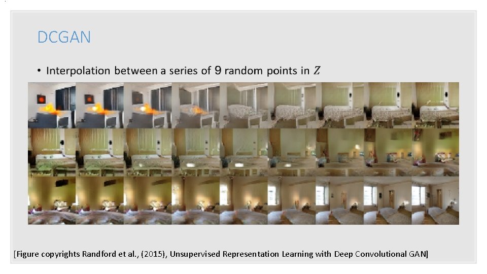 . DCGAN • [Figure copyrights Randford et al. , (2015), Unsupervised Representation Learning with