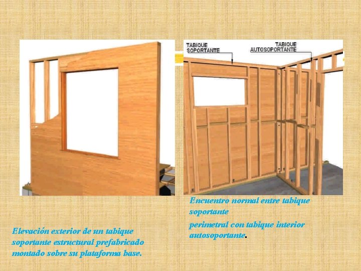 Elevación exterior de un tabique soportante estructural prefabricado montado sobre su plataforma base. Encuentro