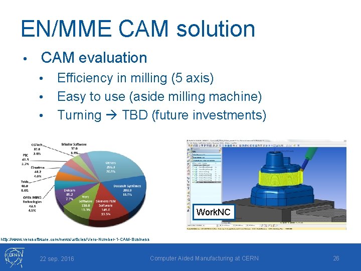 EN/MME CAM solution • CAM evaluation • • • Efficiency in milling (5 axis)