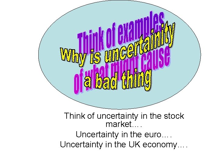 Think of uncertainty in the stock market…. Uncertainty in the euro…. Uncertainty in the