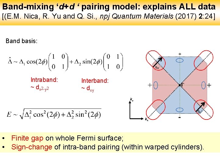 Band-mixing ‘d+d ‘ pairing model: explains ALL data [(E. M. Nica, R. Yu and