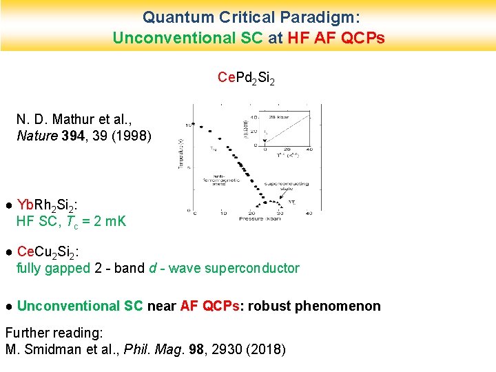 Quantum Critical Paradigm: Unconventional SC at HF AF QCPs Ce. Pd 2 Si 2