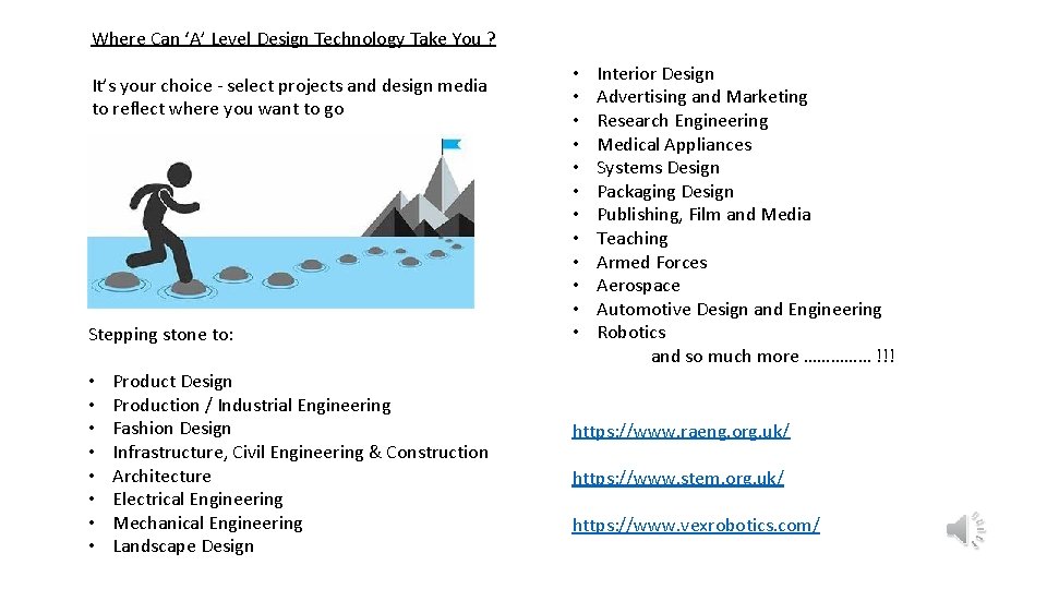 Where Can ‘A’ Level Design Technology Take You ? It’s your choice - select