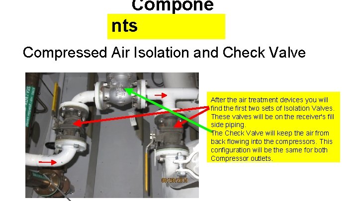 Compone nts Compressed Air Isolation and Check Valve After the air treatment devices you Compone nts Compressed Air Isolation and Check Valve After the air treatment devices you
