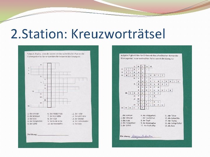 2. Station: Kreuzworträtsel 