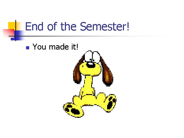 End of the Semester! n You made it! 