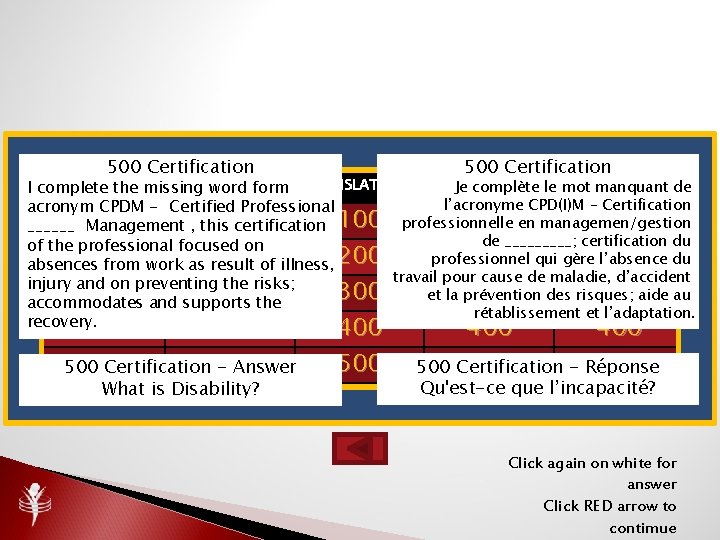 500 Certification CERTIFICATION LEGISLATION IN INSURANCE Je. BUSINESS complète le mot manquant de I