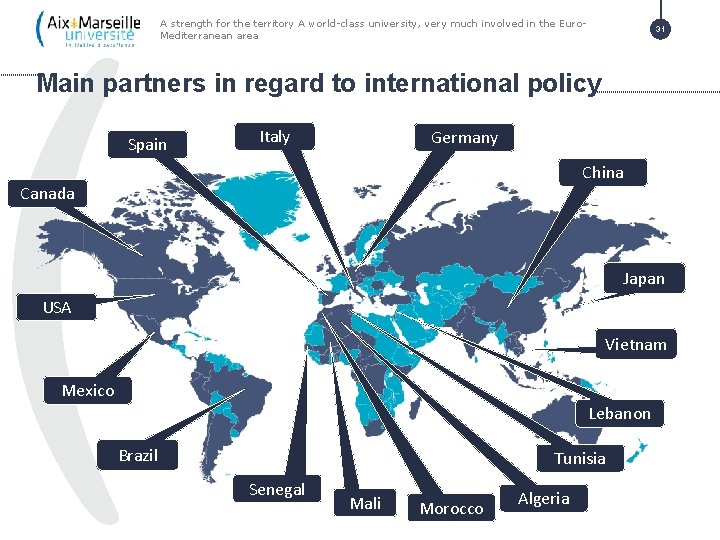 A strength for the territory A world-class university, very much involved in the Euro.