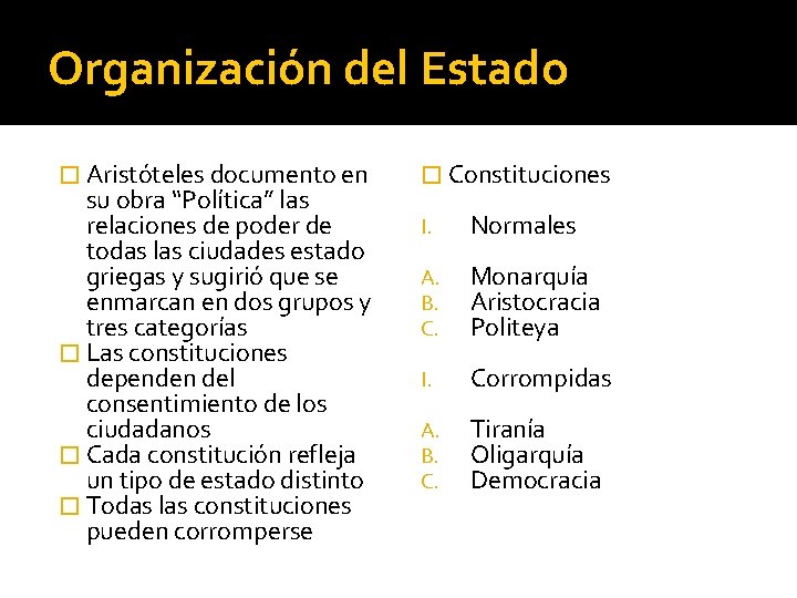 Organización del Estado � Aristóteles documento en su obra “Política” las relaciones de poder