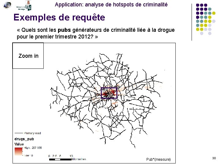 Application: analyse de hotspots de criminalité Exemples de requête « Quels sont les pubs