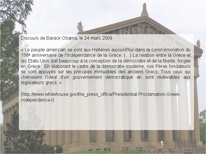 Discours de Barack Obama, le 24 mars 2009 « Le peuple américain se joint