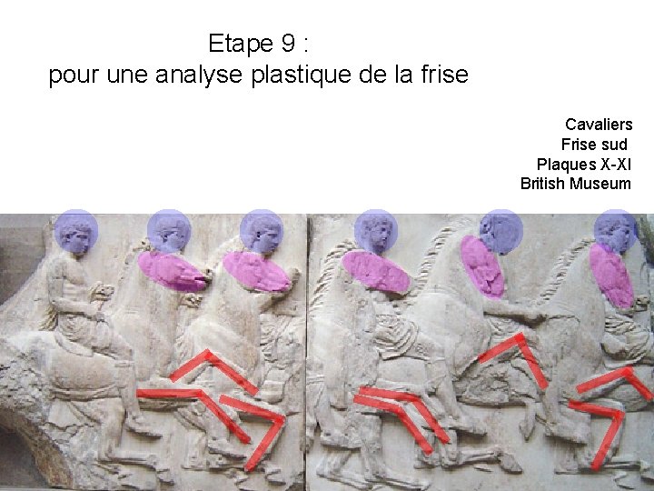 Etape 9 : pour une analyse plastique de la frise Cavaliers Frise sud Plaques