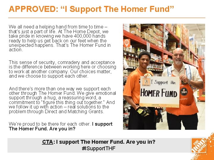 APPROVED: “I Support The Homer Fund” We all need a helping hand from time