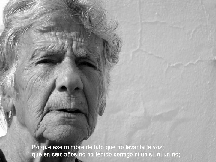 Porque ese mimbre de luto que no levanta la voz; que en seis años