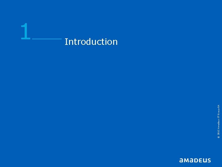 © 2013 Amadeus IT Group SA 1 Introduction © 2013 Amadeus IT Group SA 1 Introduction