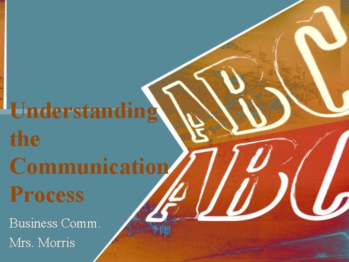 Understanding the Communication Process Business Comm. Mrs. Morris 