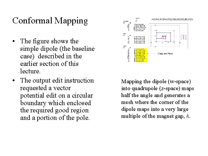 Conformal Mapping • The figure shows the simple dipole (the baseline case) described in