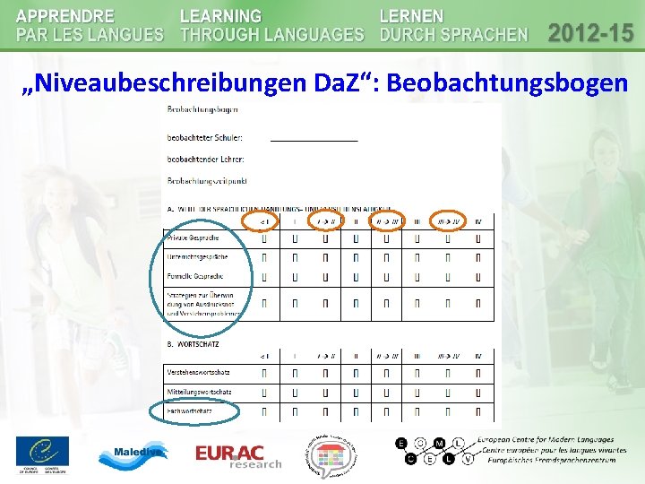 „Niveaubeschreibungen Da. Z“: Beobachtungsbogen „Niveaubeschreibungen Da. Z“: Beobachtungsbogen
