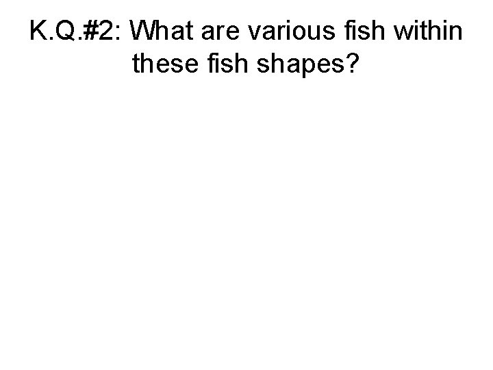 K. Q. #2: What are various fish within these fish shapes? 