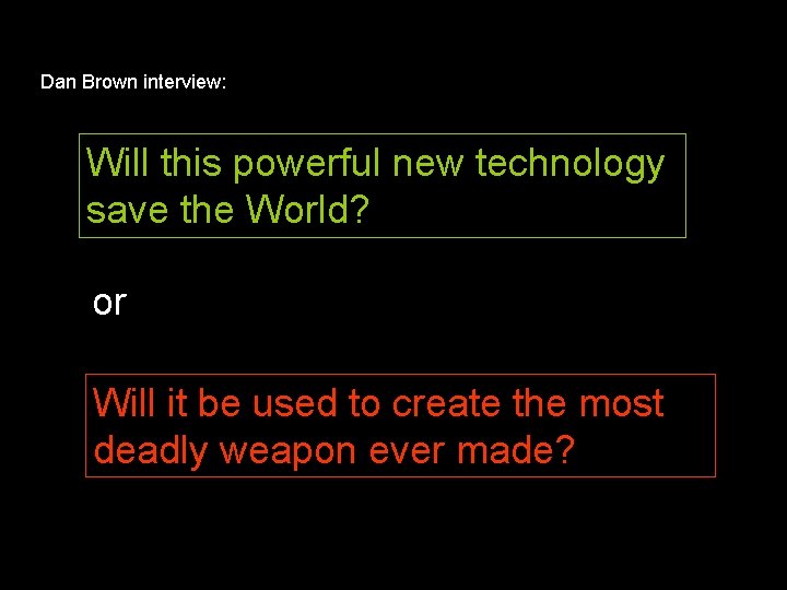 Dan Brown interview: Will this powerful new technology save the World? or Will it