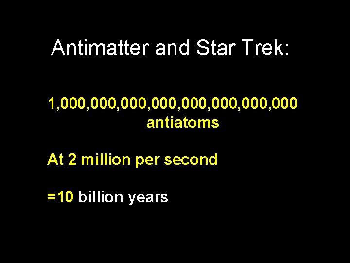 Antimatter and Star Trek: 1, 000, 000, 000 antiatoms At 2 million per second