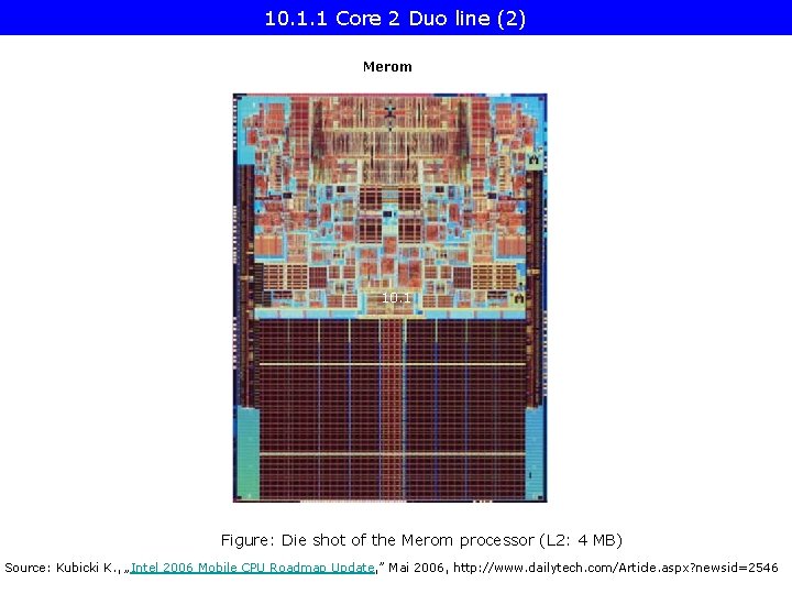 10. 1. 1 Core 2 Duo line (2) Merom 10. 1 Figure: Die shot