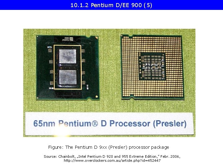 10. 1. 2 Pentium D/EE 900 (5) Figure: The Pentium D 9 xx (Presler) 10. 1. 2 Pentium D/EE 900 (5) Figure: The Pentium D 9 xx (Presler)