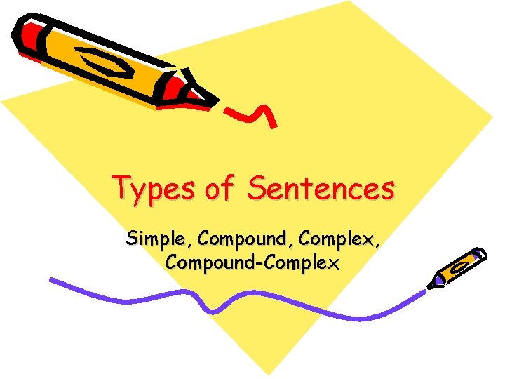 Types of Sentences Simple, Compound, Complex, Compound-Complex 