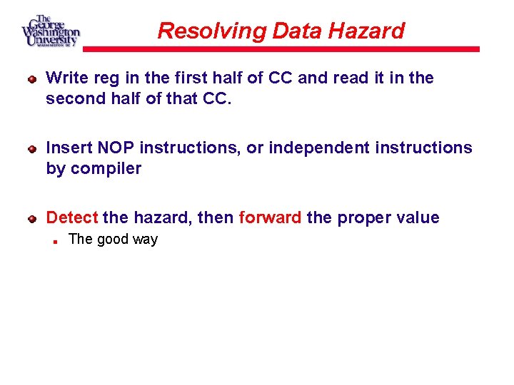 Resolving Data Hazard Write reg in the first half of CC and read it