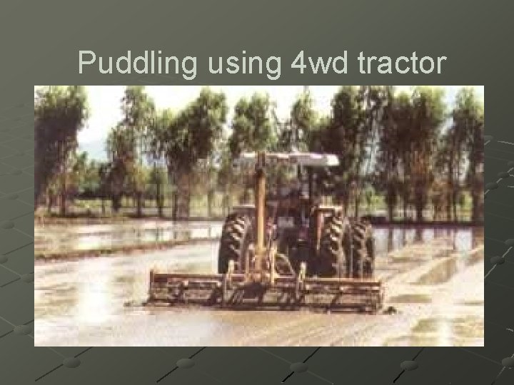 Puddling using 4 wd tractor 