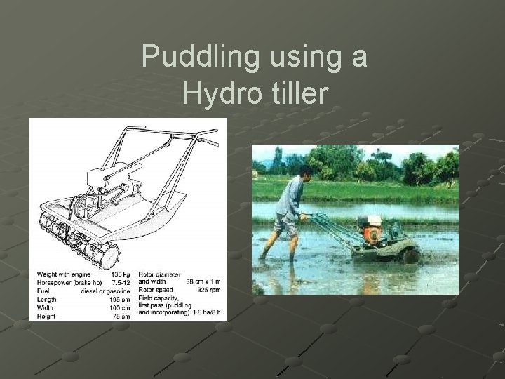 Puddling using a Hydro tiller 