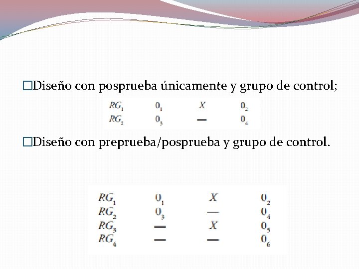 �Diseño con posprueba únicamente y grupo de control; �Diseño con preprueba/posprueba y grupo de �Diseño con posprueba únicamente y grupo de control; �Diseño con preprueba/posprueba y grupo de