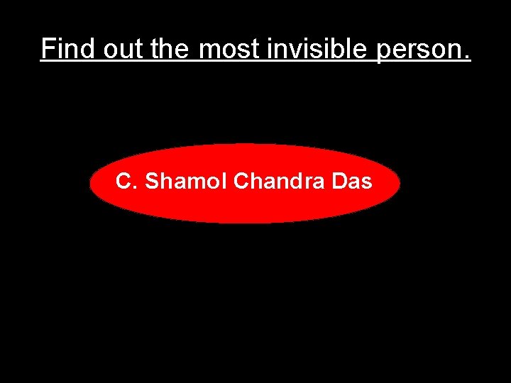 Find out the most invisible person. C. Shamol Chandra Das 