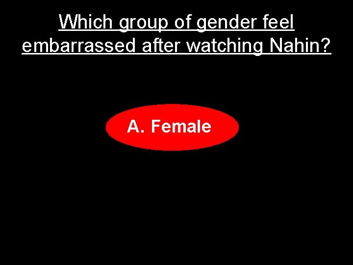 Which group of gender feel embarrassed after watching Nahin? A. Female 