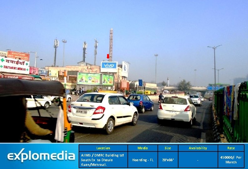 Location Media Size Availability Rate AIIMS / DMRC Building tcf South Ex to Dhaula