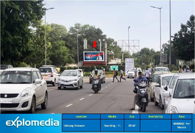 Location Udhyog Bhawan Media Size Availability Rate Hoarding - FL 20’x 8’ - 400000/-